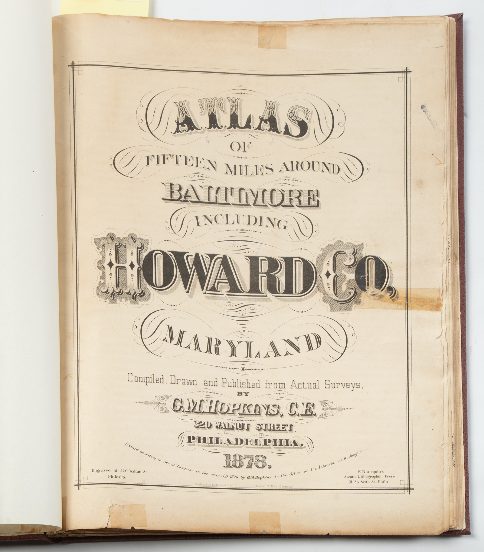 Appraisal: HOPKINS ATLAS OF HOWARD COUNTY G M Hopkins ATLAS OF