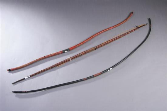 Appraisal: TWO JAPANESE AND ONE ABORIGINAL BOW First plain black-stained Japanese