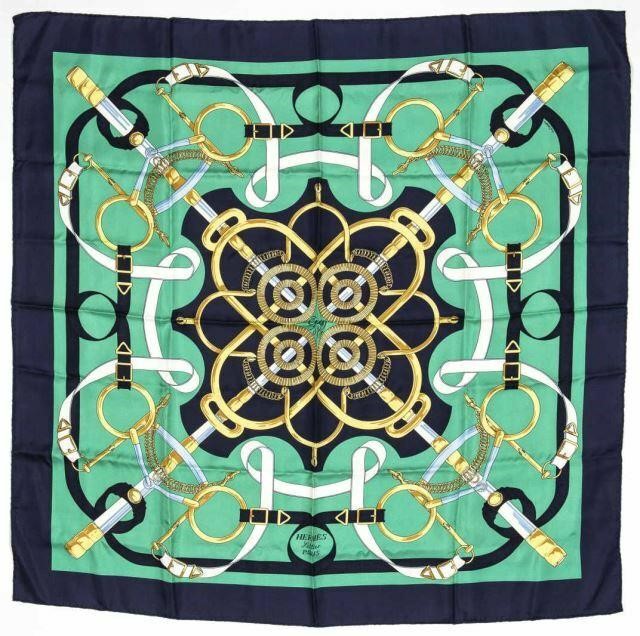 Appraisal: Hermes silk twill scarf Eperon D'Or pattern original design by