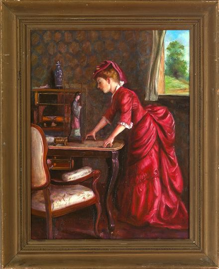 Appraisal: British School Fourth Quarter th Century Victorian Lady Admiring Oriental