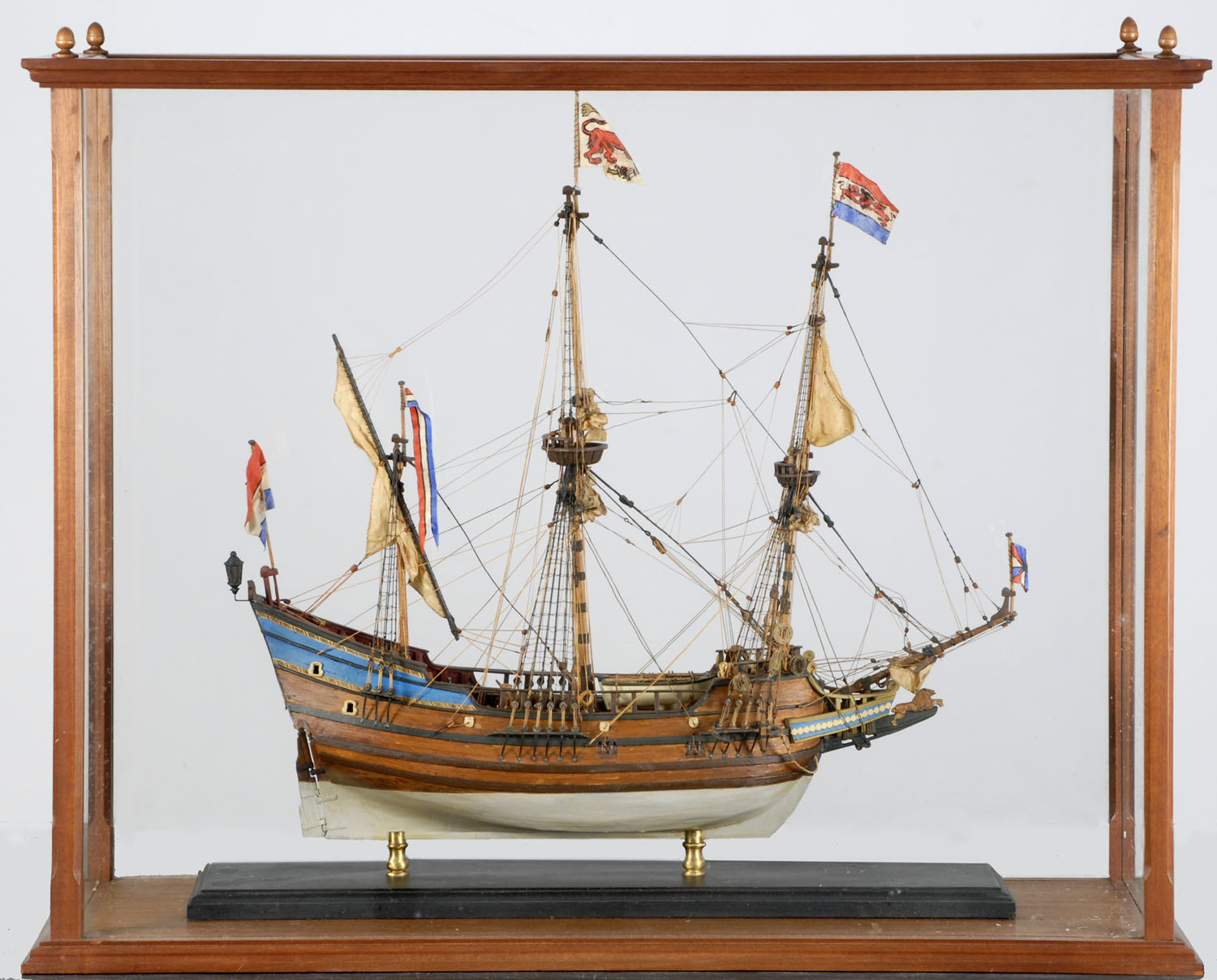 Appraisal: CASED MODEL OF A TH CENTURY FRENCH SAILING SHIP Natural