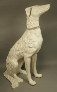 Appraisal: Cast Aluminum Large Dog Figure with Rhinestone Co Cast Aluminum