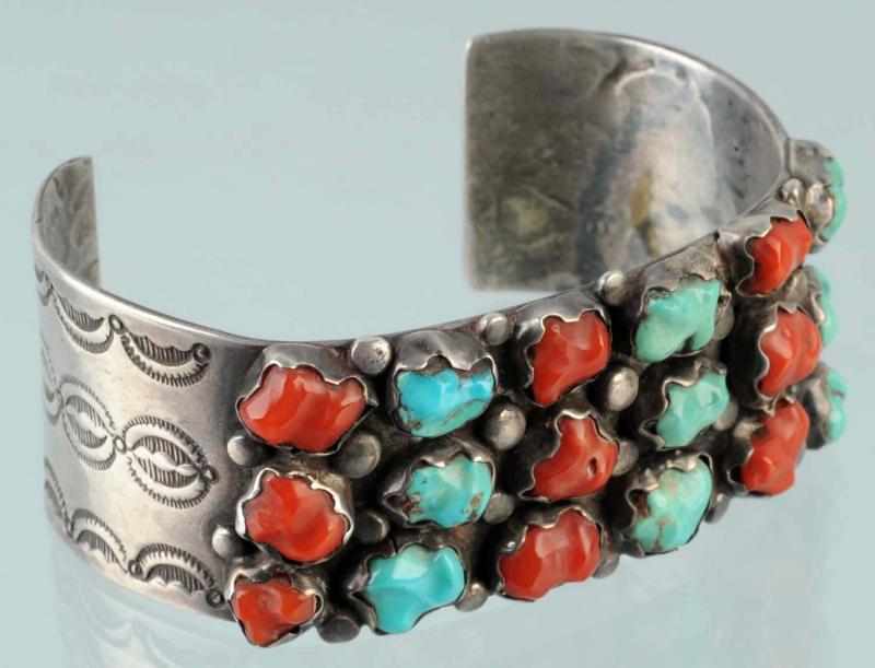 Appraisal: Native American Indian Bracelet Description Circa s Stamped With turquoise