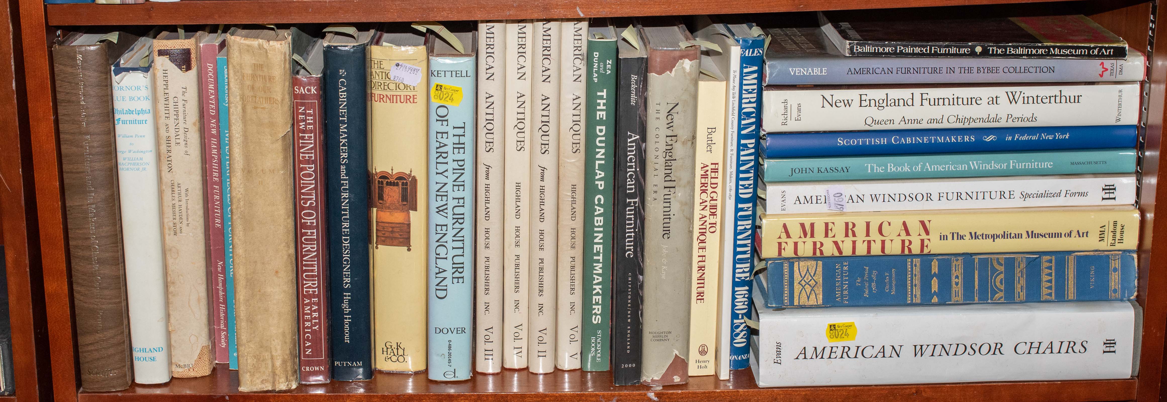 Appraisal: SHELF OF BOOKS ON ANTIQUE FURNITURE Comprising about items