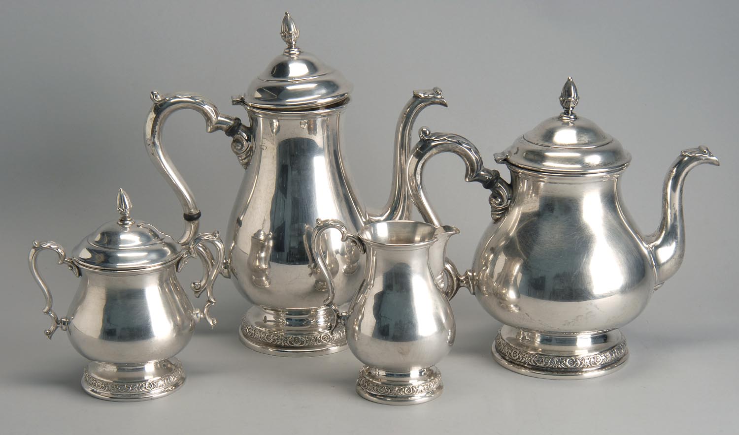 Appraisal: FOUR-PIECE STERLING SILVER TEA SET BY INTERNATIONAL SILVER CO In