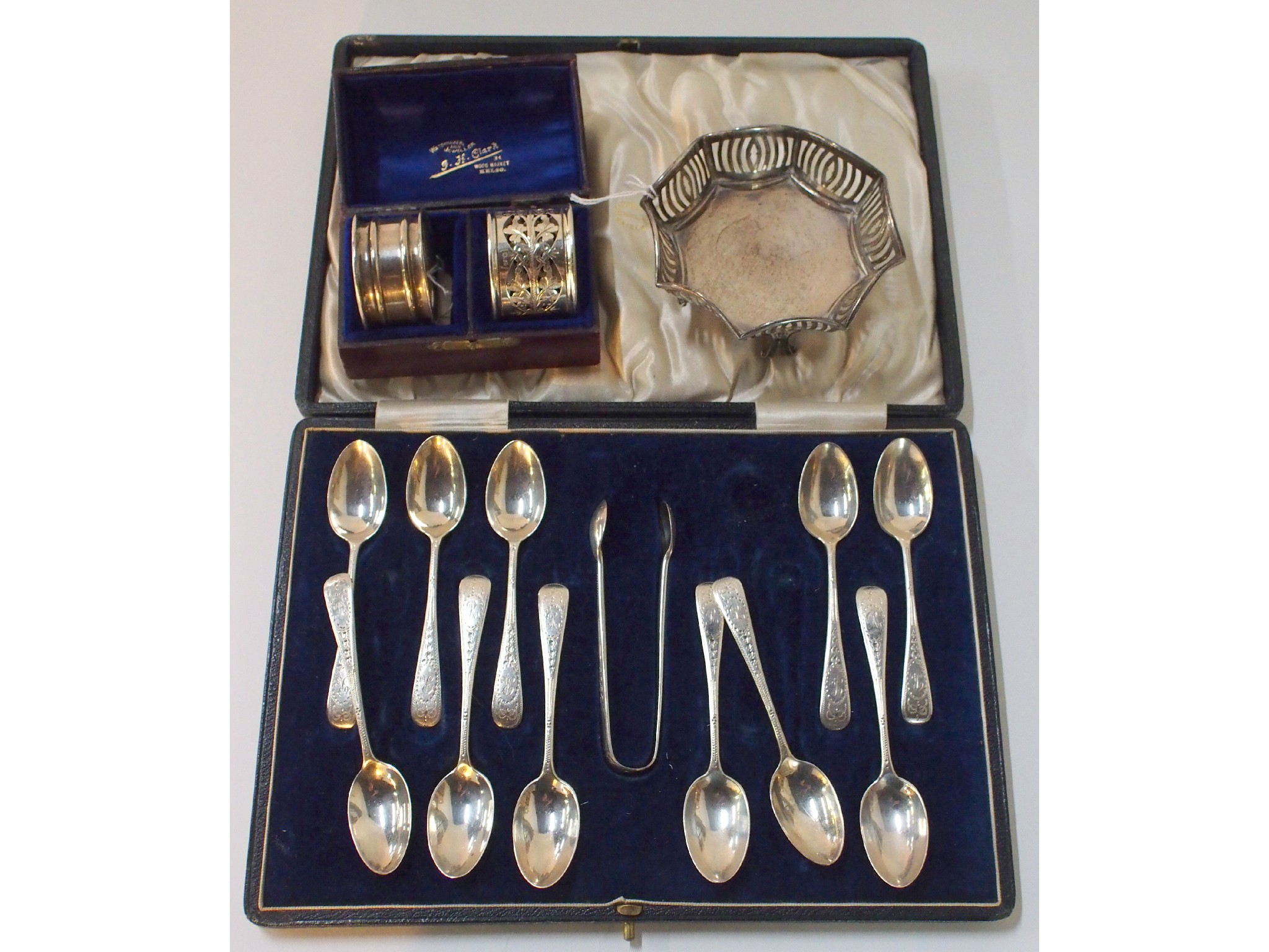 Appraisal: A lot comprising a part set silver spoons with tongs