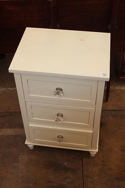 Appraisal: A PAIR OF MODERN PAINTED WHITE BEDSIDE TABLES each with