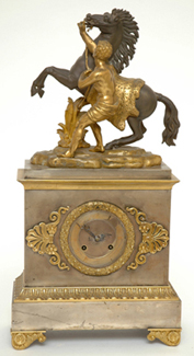 Appraisal: A TH CENTURY FRENCH FIGURAL GILT METAL MANTLE CLOCK