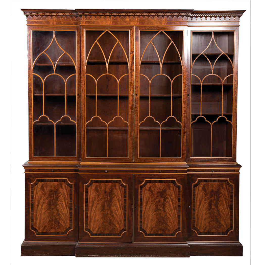 Appraisal: Georgian Style Mahogany Breakfront Bookcase Probably Schmieg Kotzian Height feet