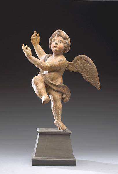 Appraisal: An Italian polychrome carved wood figure of an angel th