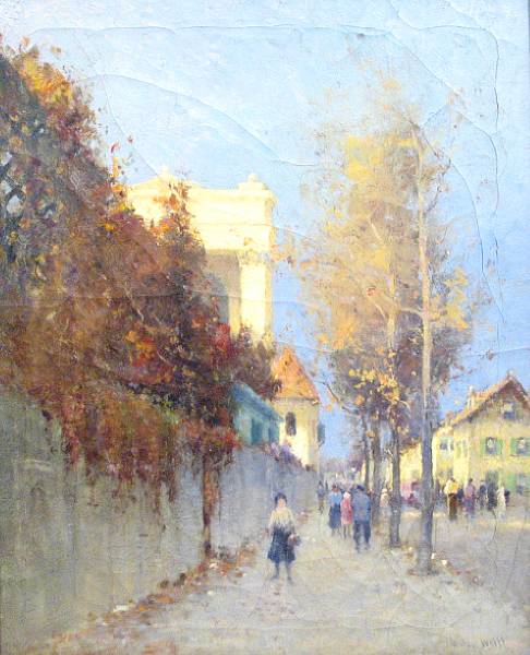 Appraisal: Gustave Wolff German American - A street scene with figures