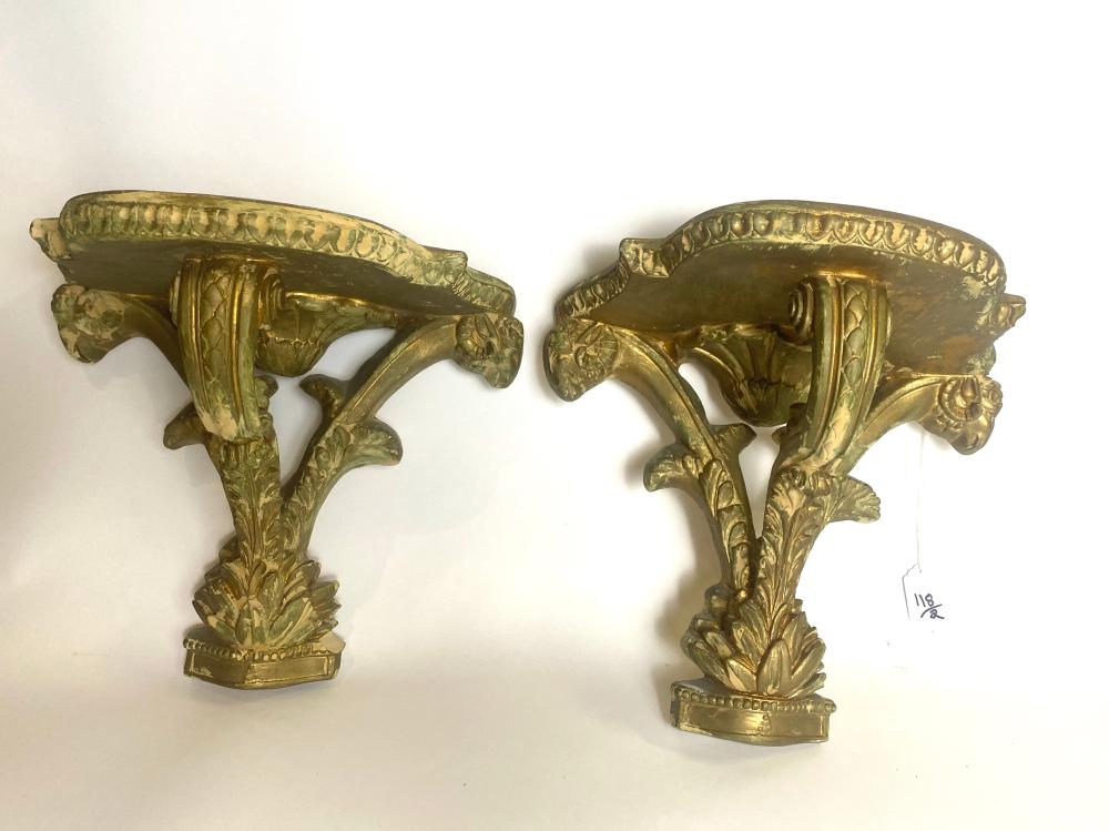 Appraisal: PAIR OF CARVED AND GILT COMPOSITION BRACKETSEarly th Century In