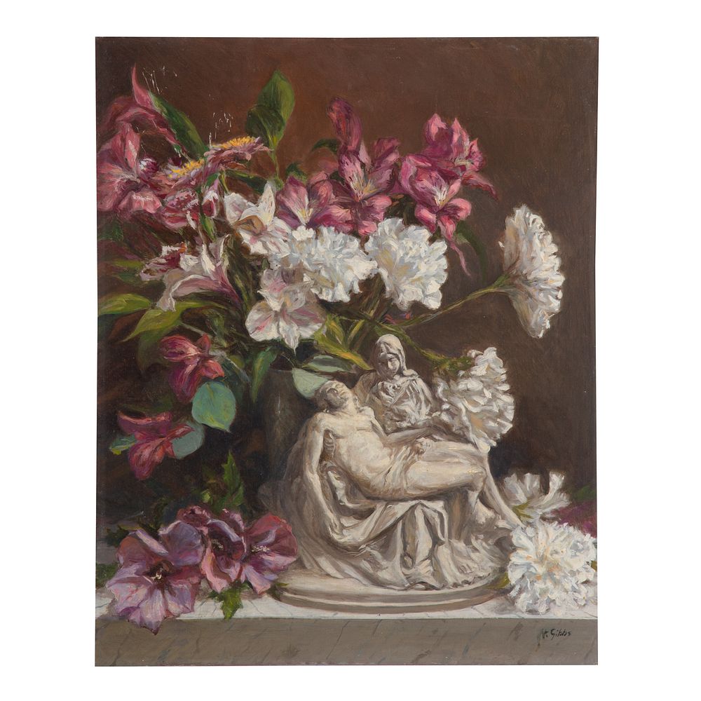 Appraisal: Nathaniel K Gibbs Pieta with Flowers oil American - Oil