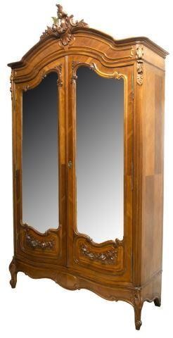 Appraisal: French Louis XV style walnut armoire late th c arched