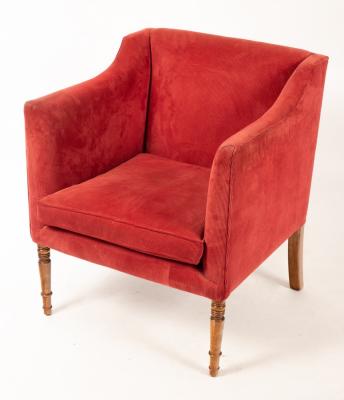 Appraisal: A George IV square framed armchair on turned front legs