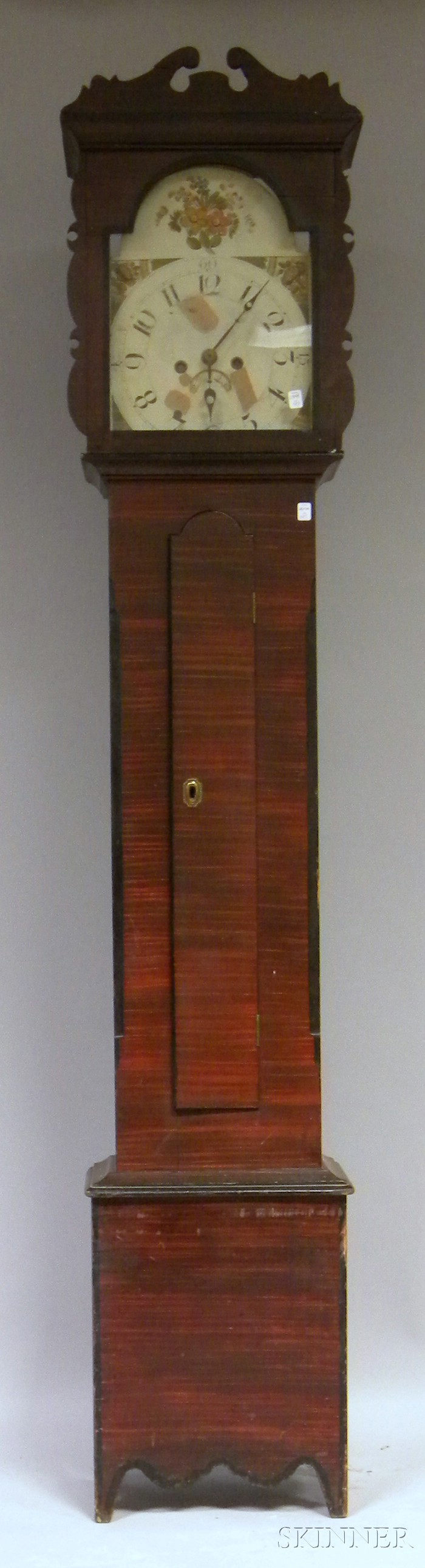 Appraisal: Poplar Grain-painted Connecticut Tall Clock Case -inch painted iron dial