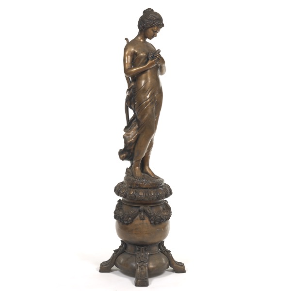 Appraisal: LARGE BRONZE SCULPTURE OF A WOMAN x Bronze patinated sculpture