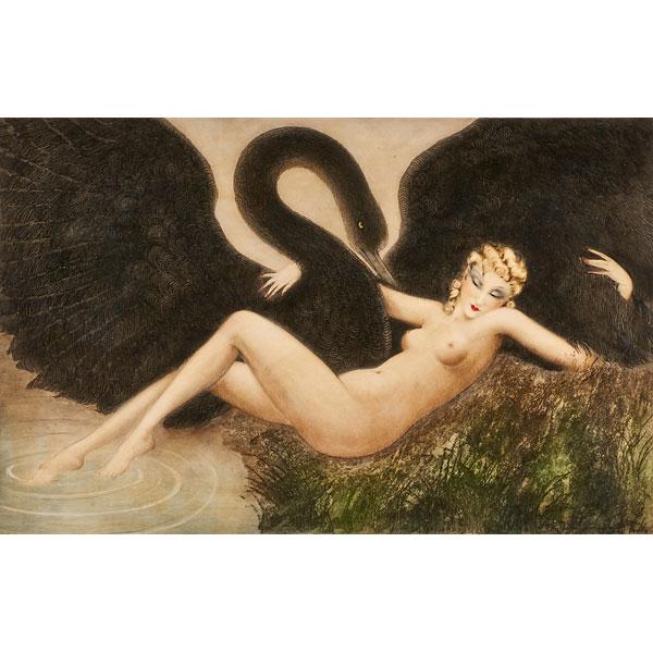 Appraisal: LOUIS ICART French - Etching on paper Leda the Swan