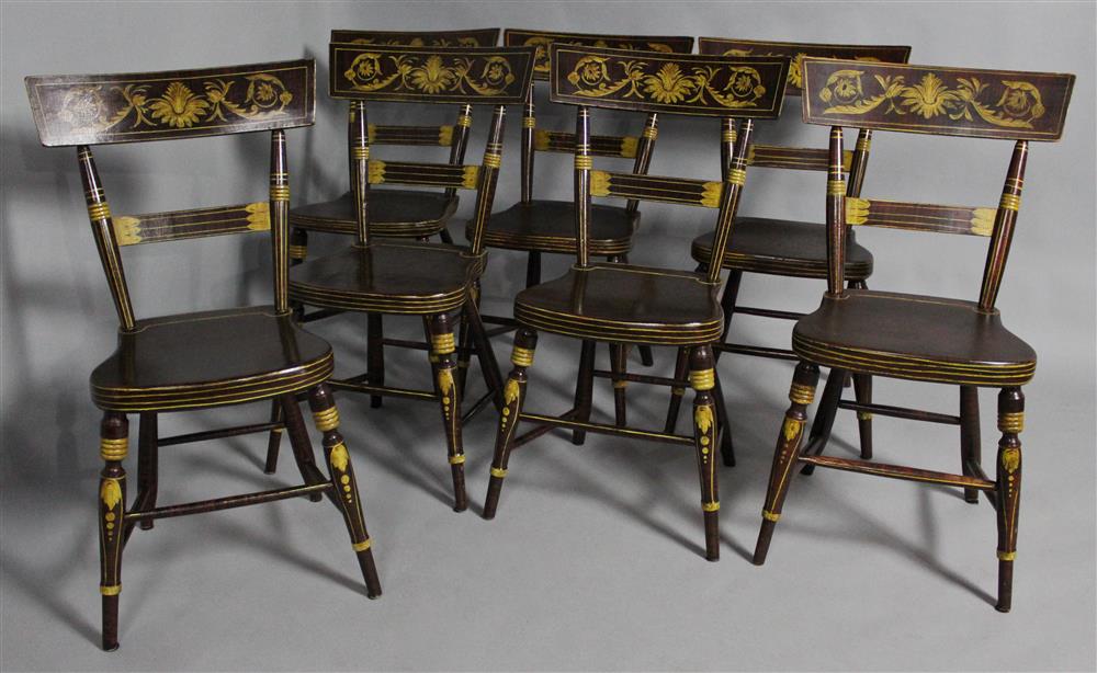 Appraisal: SET OF SEVEN BALTIMORE FAUX ROSEWOOD PAINTED FANCY CHAIRS CIRCA