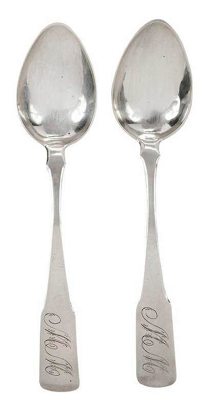 Appraisal: Two Vogler Coin Silver Spoons Salem North Carolina th century