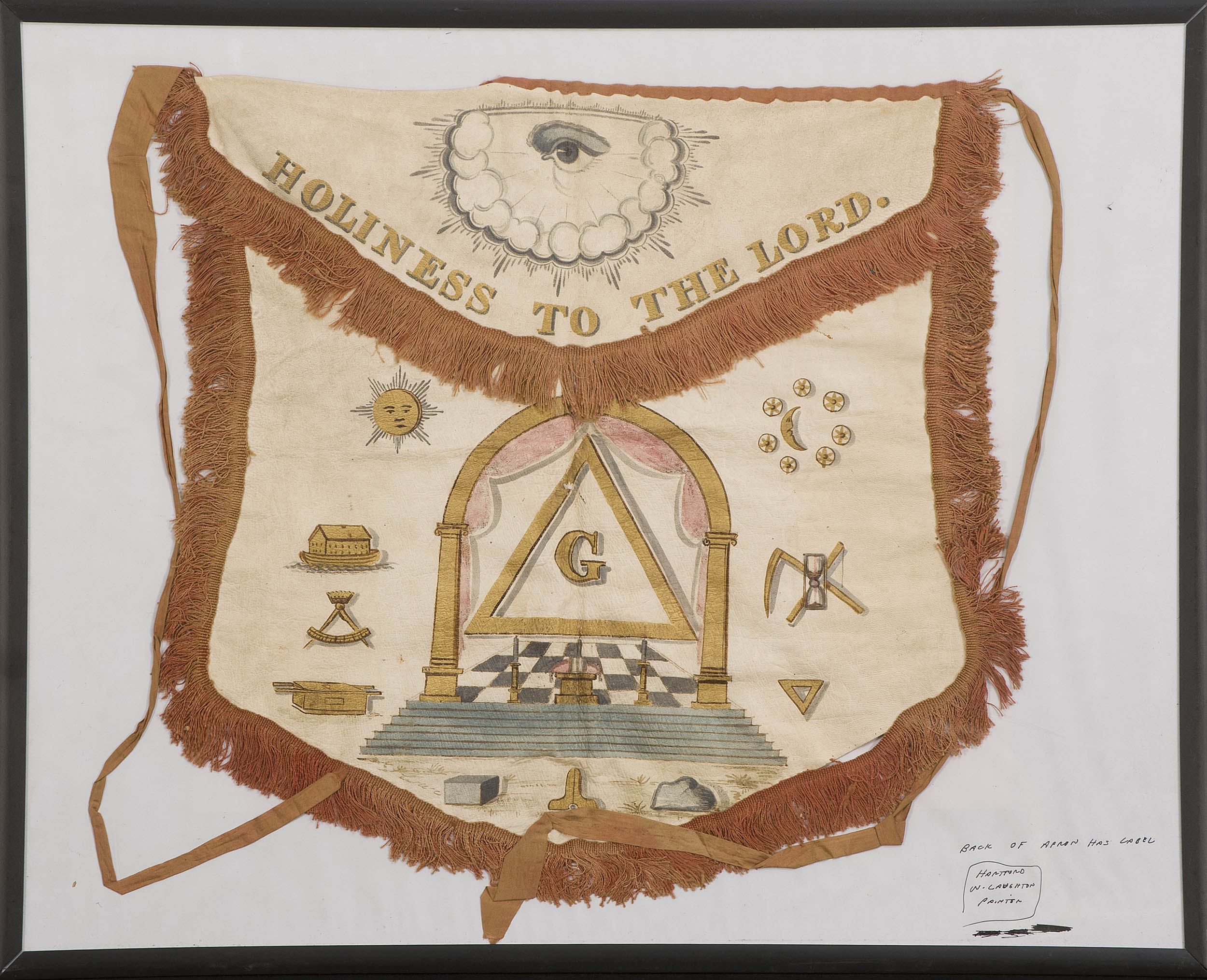 Appraisal: FRAMED ROYAL ARCH MASON APRON Early sHoliness to the Lord