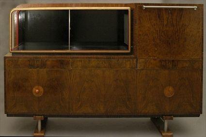 Appraisal: Large Eastern European Art Deco Buffet with Display Case