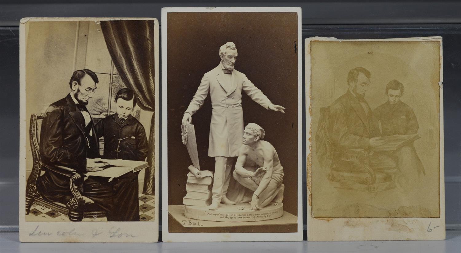 Appraisal: Abraham and Tad Lincoln carte de visites unsigned Emancipation Proclamation