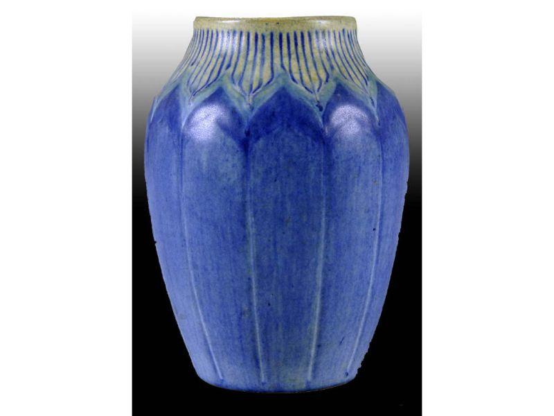 Appraisal: Newcomb Art Pottery Blue Vase Description - '' T Minimal