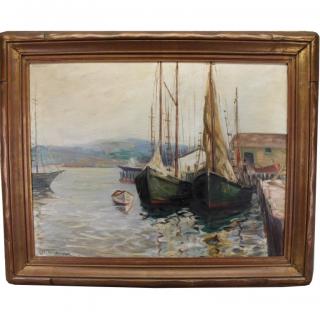 Appraisal: Elsa Henius Goodman - Harbor Scene Oil Canvas Signed lower