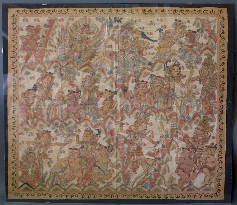 Appraisal: Asian Cloth Tapestry Cloth tapestry probably Tibetan sight h x