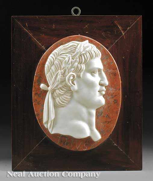 Appraisal: Four Carrara Marble Profile Busts of Roman Emperors including Augustus