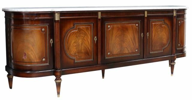 Appraisal: French Louis XVI style marble-top mahogany sideboard late th c