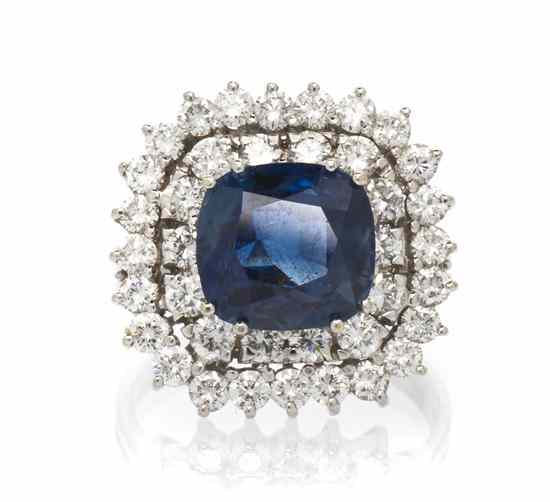 Appraisal: An Karat White Gold Sapphire and Diamond Ring containing one