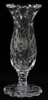 Appraisal: CUT CRYSTAL VASE W FLORAL MOTIF CIRCA CUT CRYSTAL VASE