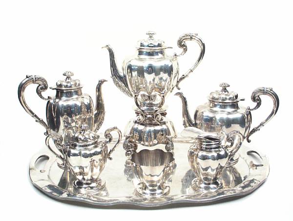 Appraisal: A Mexican standard silver six piece tea amp coffee service