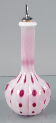 Appraisal: Cranberry Coin-Dot Barber BottleProduced in - by the Fenton Art