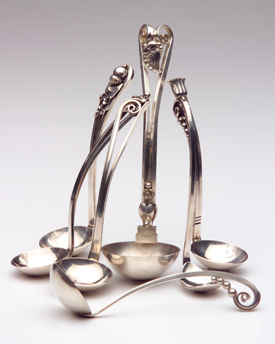 Appraisal: GEORG JENSEN USA or WALTER MEYER Seven sterling ladles includes