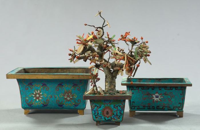 Appraisal: Group of Three Cloisonne Planters consisting of a diminutive Kuang