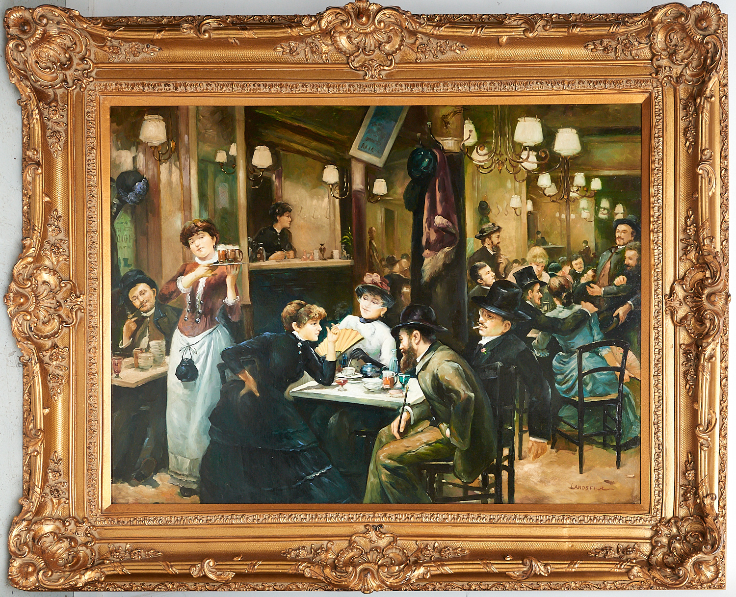 Appraisal: CONTINENTAL SCHOOL LARGE GENRE PAINTING Continental School th st c