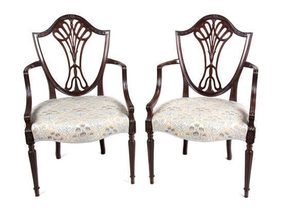 Appraisal: Sale Lot A Pair of Hepplewhite Style Mahogany Open Armchairs