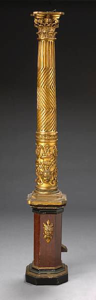 Appraisal: An Italian Baroque style giltwood and paint decorated column th