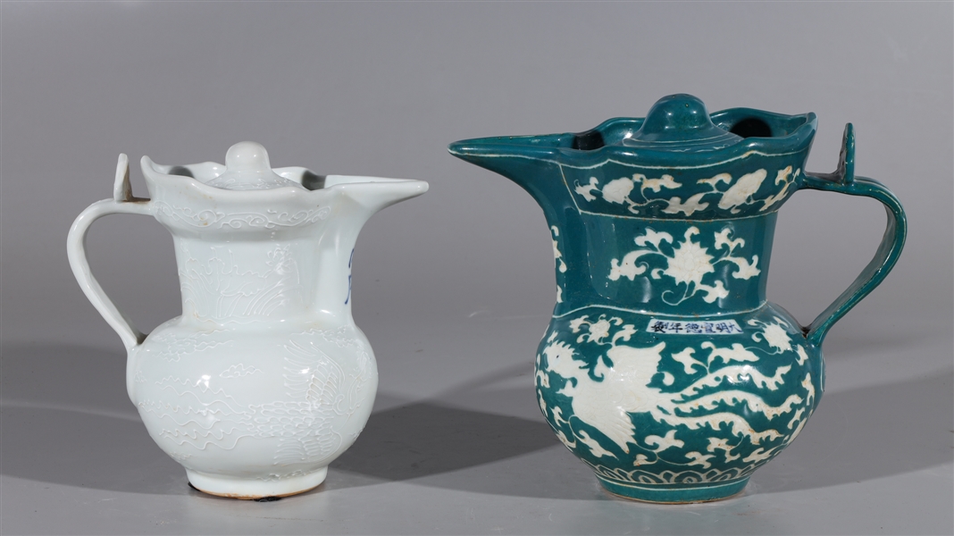 Appraisal: Two Chinese glazed porcelain ewers including one white glazed ewer