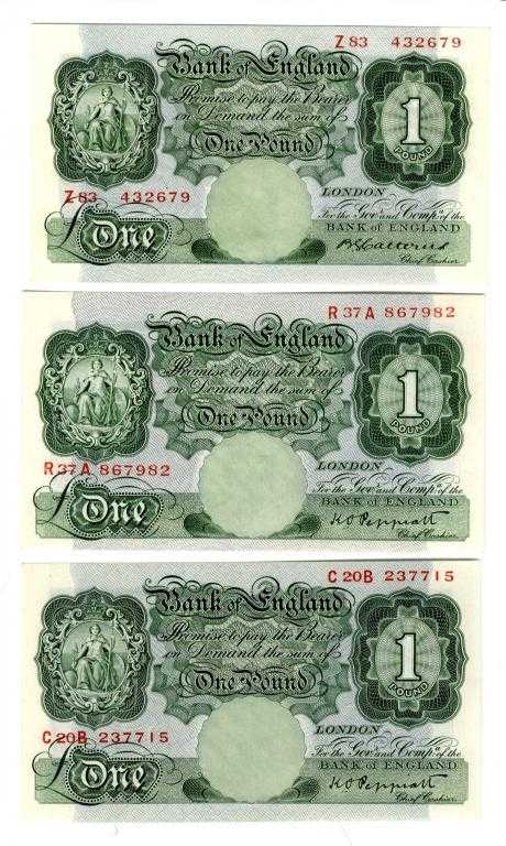 Appraisal: BANK OF ENGLAND B G CATTERNS ONE POUND Z prefix