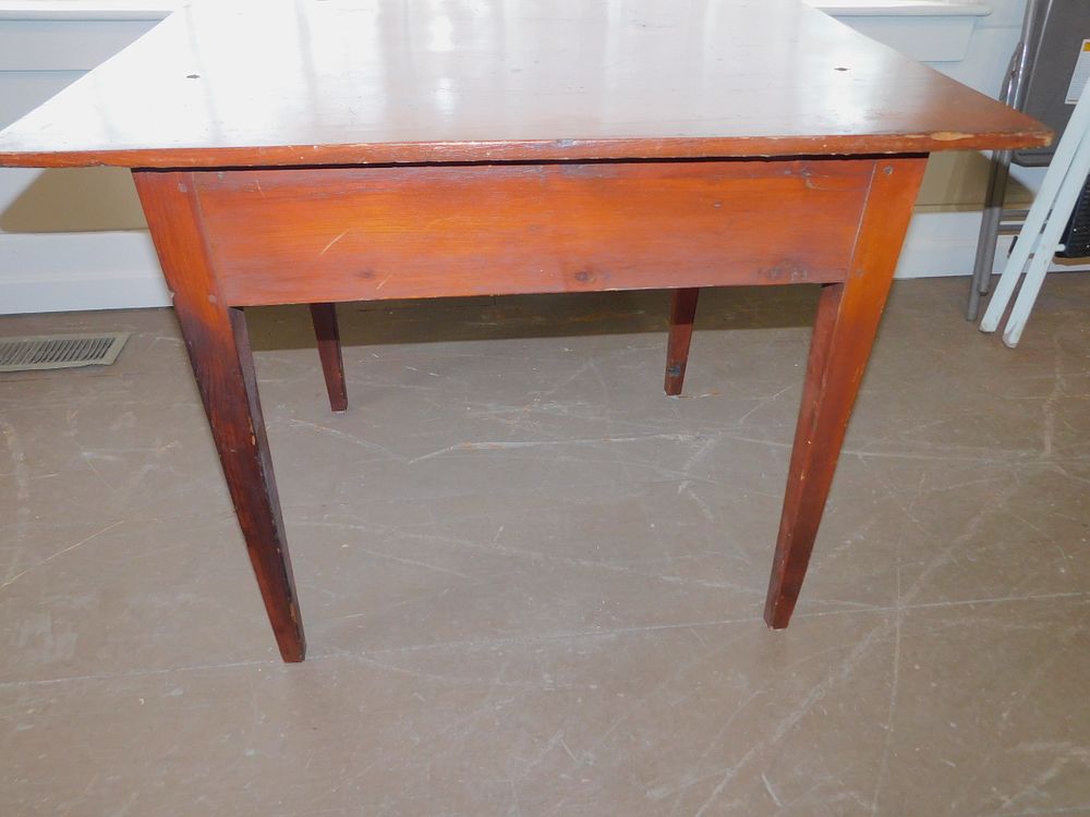 Appraisal: ANTIQUE PINE TABLE Country pine antique table with square tapered