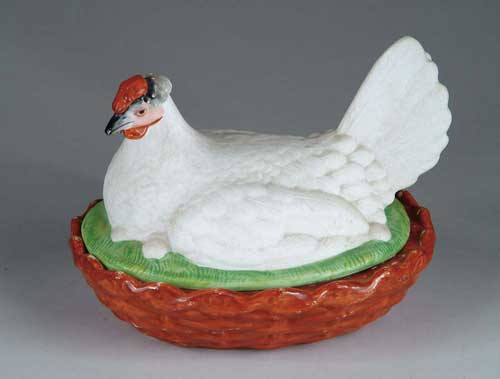 Appraisal: ANTIQUE PORCELAIN HEN ON NEST SIZE - h x -