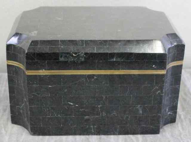 Appraisal: Karl Springer Midcentury Bone Inlaid Box withShagreen Interior signed on