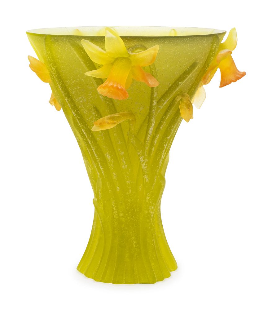 Appraisal: A Daum Pate de Verre Jonquil Vase Height inches A