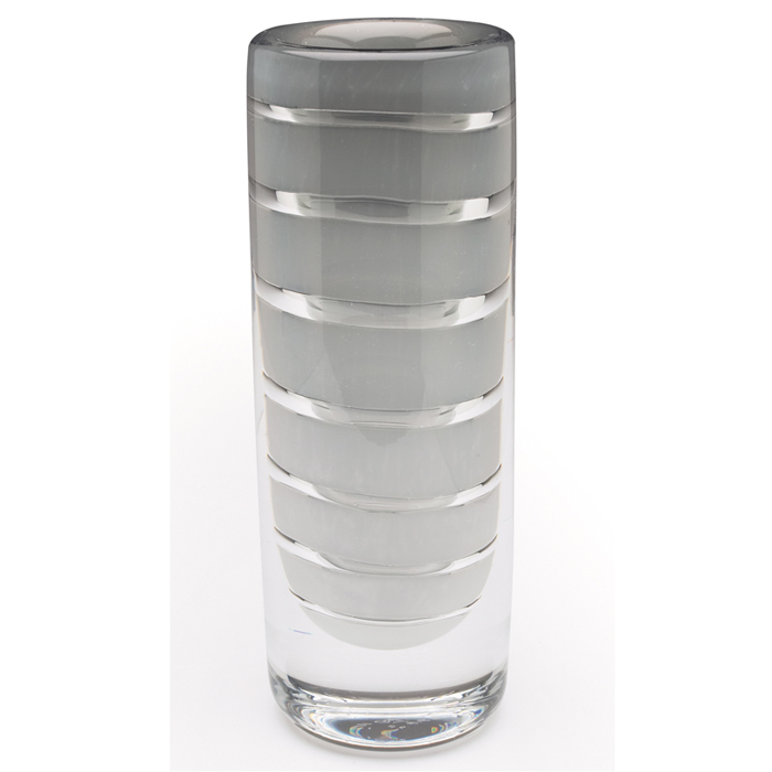 Appraisal: Orrefors vase Ariel No F cylindrical shapein clear and smokyglass