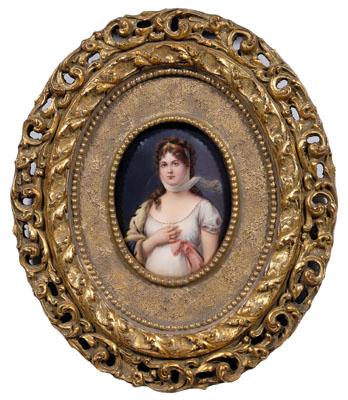 Appraisal: Heubach porcelain plaque titled verso quot Konigin Louise quot Queen