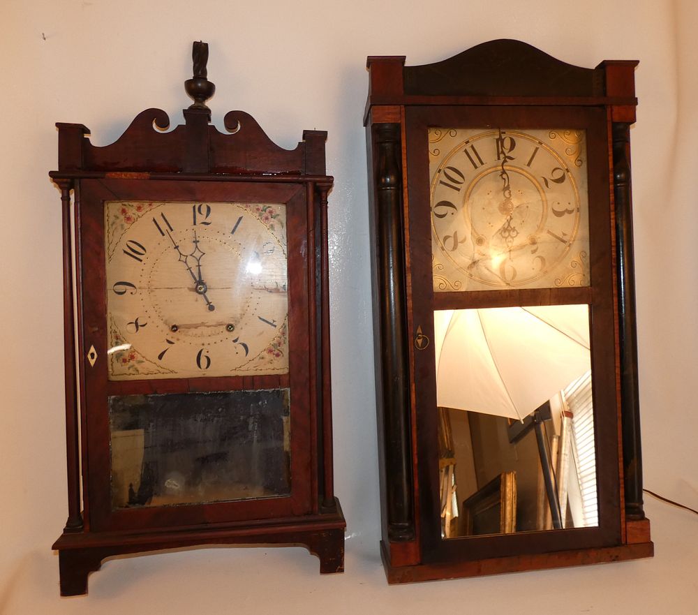 Appraisal: PERIOD CONN SHELF CLOCKS large mahogany shelf clocks from Connecticut